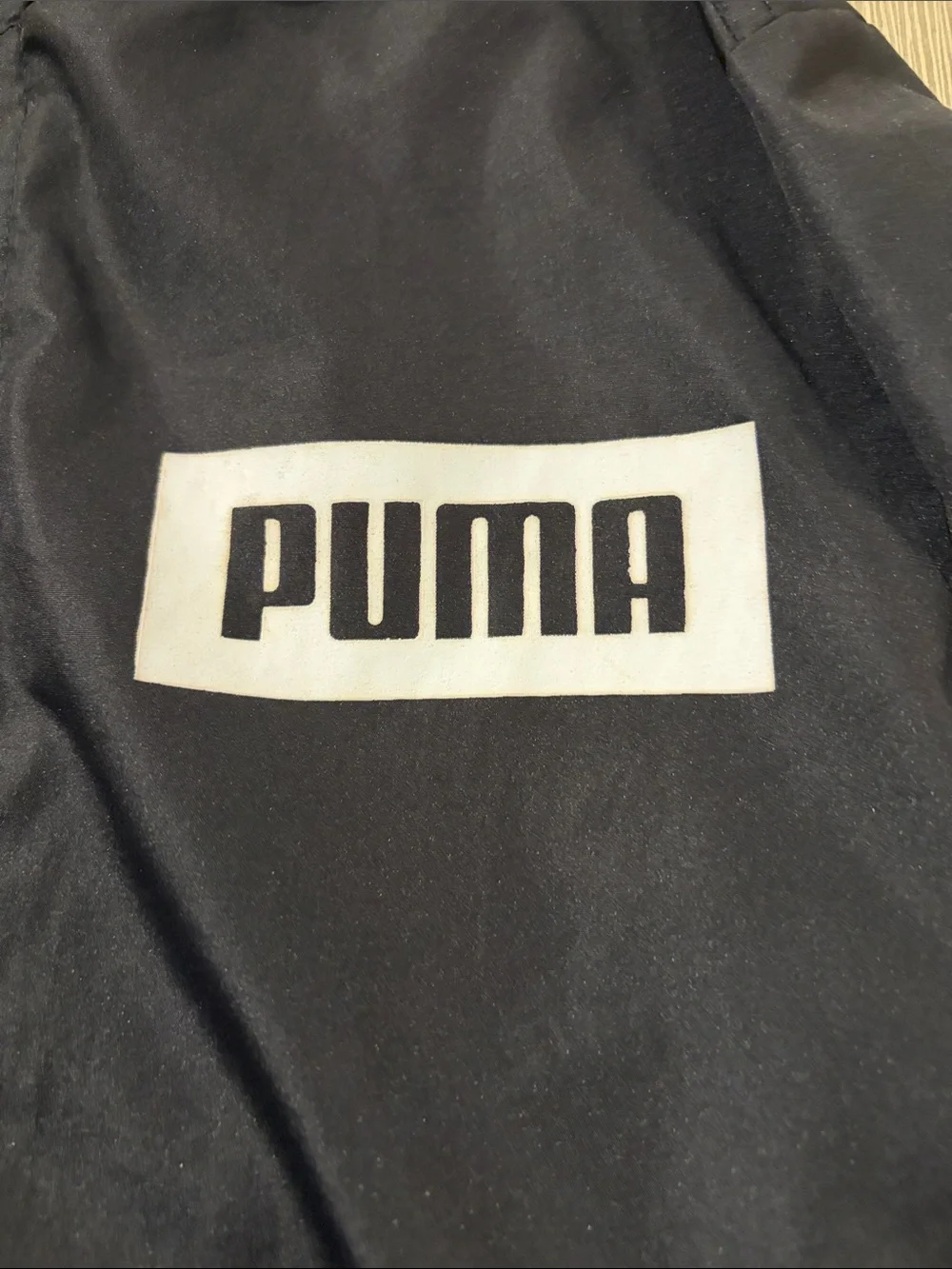 Puma Black Hooded Kids Rain Jacket with White Logo